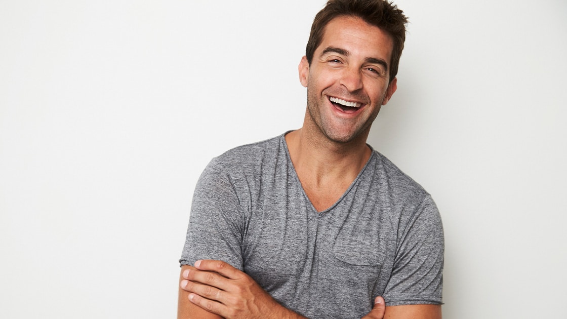 Happy Man In Gray